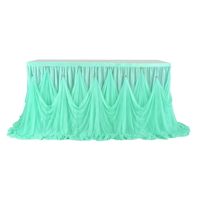 De De Flores De Cristal De Tul Ruffle Mantel Para Boda De 275x75cm Macarena Falda de mesa de manteles de tul
