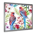 thumbnail image 2 of Designart 'Rosella Birds Sitting On Flowers Tree Branch' Traditional Framed Art Print, 2 of 4