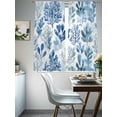 thumbnail image 4 of Blue Botanical Sheer Curtains for Living Room Bedroom Spring Summer Watercolor Leaf Sheer Curtains 63 Inch Long 2 Panels Set Light Filtering Curtain Window Treatments Drapes for Dining Room, 4 of 6