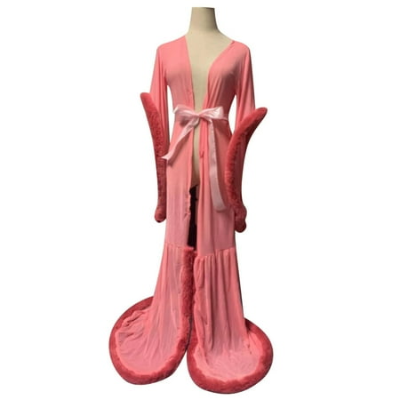 MQLKF Women Fashion Sexy Tulle Robe Long Lingerie Nightgown Bathrobe Sleepwear Feather Nighties For Women Vintage Women Sexy Elegant Fashionable Women Sleep Dress