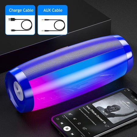 LED Bluetooth-compatible Speaker Portable FM Radio Wireless Bass Subwoofer Music Player Boombox USB AUX TF Caixa De Som Portatil-Blue