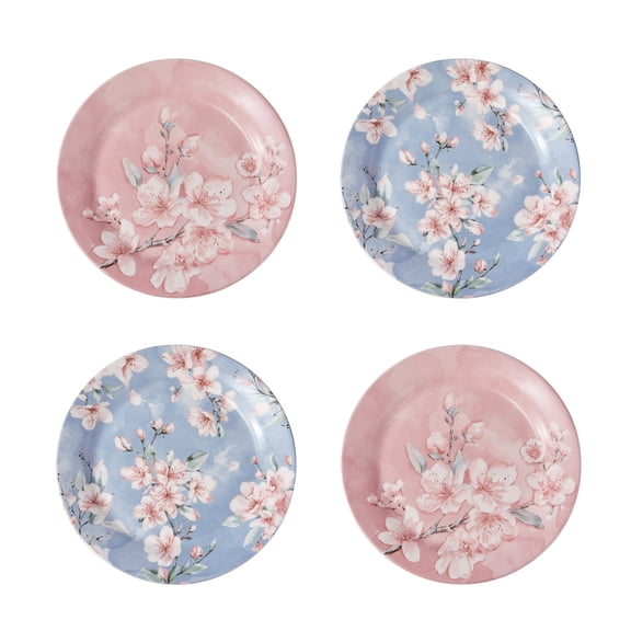 Bico Spring Sakura 8.75 inch Ceramic Salad Plates Set, Set of 4, Microwave & Dishwasher Safe, for Salad, Tapas, Appetizer