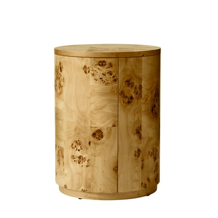 Better Homes & Gardens Burlwood Round End Table, Light Burl Wood Veneer
