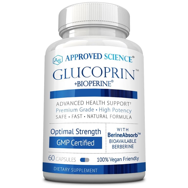 Approved Science Glucoprin - 250 mg Berberine, Mulberry, Cinnamon, BioPerine, Non GMO- Made in The US - 1 Bottle - 60 Vegan Capsules Approved Science Glucoprin - 250 mg Berberine, Mulberry, Cinnamon, BioPerine, Non GMO- Made in The US - 1 Bottle - 60 Vegan Capsules