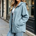 thumbnail image 6 of Smsaxvxz Women's Denim Hooded Jacket Fall Fashion Oversized Drawstring Button Jean Coat with Pockets Light Blue XL, 6 of 9
