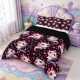 thumbnail image 2 of Manfei Ocean-Themed Axolotl Full Size Comforter Sets,Watercolor Salamander Print Bedding Comforter Set,Black Reversible,3 Pieces,1 Comforter and 2 Pillowcases, 2 of 7