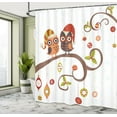 thumbnail image 5 of Ambesonne Christmas Shower Curtain, Noel Owls Folkloric, 69"Wx84"L, Multicolor, 5 of 5