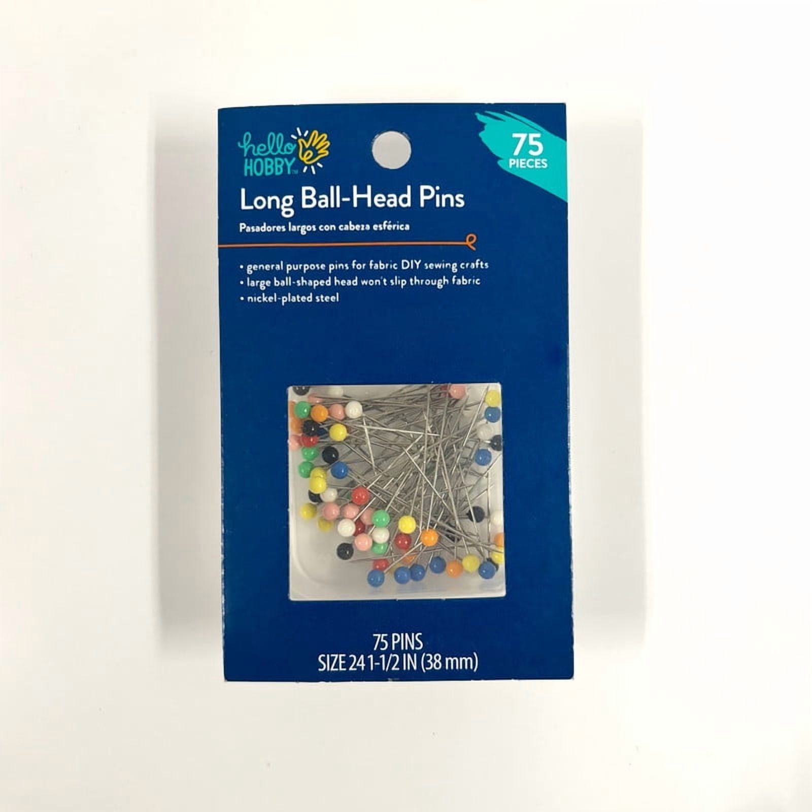 (3 pack) Hello Hobby Pins Large Ballhead 75 Count with Assorted Colors, Size 24