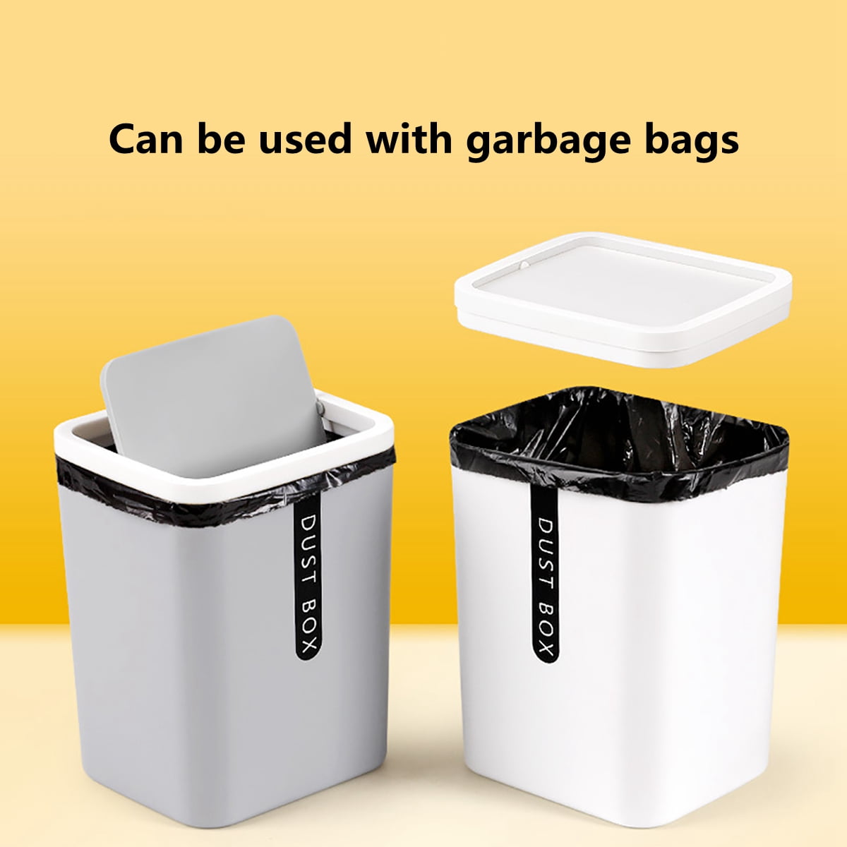 Desk Waste Bin Trash Can Desktop Garbage Basket Table Style Shake Lid Home-US