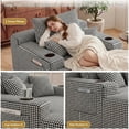 thumbnail image 6 of 65" Oversized Indoor Chaise Lounge Chair, Boneless Double Layer Side Pocket Chaise with 3 Pillows, Cloud Corduroy Sofa Bed, Black, 6 of 8