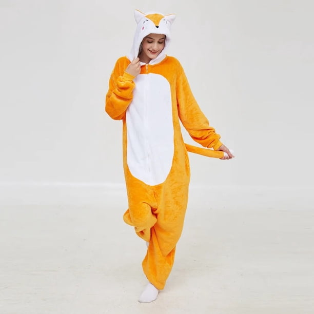 Mono de zorro de lana para hombre y mujer, pijama de dibujos animados de Kigurumi, mono de Navidad, disfraz de Halloween