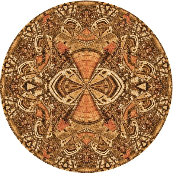 Ahgly Company Indoor Round Patterned Carrot Orange Area Rugs, 8' Round