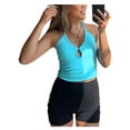 thumbnail image 2 of Qiylii Women’s Solid Color Camisole, Hollow Exposed Navel Tie-up Halter Vest, 2 of 8