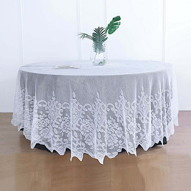 Balsacircle 108 Inch White Premium Lace, 108 Round Table Linen