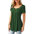 thumbnail image 2 of Sinhoon Womens Short Sleeve Round Neck Button Casual Blouse Summer T-Shirt, 2 of 5