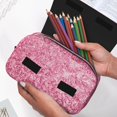 thumbnail image 6 of Kdxio Pink Glitter for Double Compartment Pen Case Oxford Organizer with Zipper Pockets for Students Artists, 6 of 7