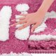 thumbnail image 3 of Alfombra de baño de letras REGALWOVEN de felpa antideslizante, tapete absorbente suave para baño, piso, bañera color rosa oscuro 20" x 32", 3 of 6
