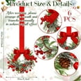 thumbnail image 2 of Guvpev 6 Pcs 6" Christmas Mini Cabinet Wreaths for Kitchen with Ribbon Bows Red Berry Small Window Wreath for Window Door Farmhouse Christmas Party Decorations (Stylish Style), 2 of 6