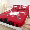 thumbnail image 4 of Erosebridal Cartoon Baseball Full Size Sheets, Sports Gaming Bed Sheets, Red Black, 4 Pieces, 4 of 5