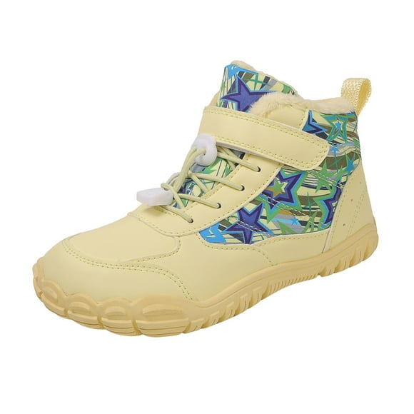 Gubotare Toddler Hiking Boots for Boys Girls Boys Waterproof Winter Snow Boots with Faux Fur Lining Size 4 (Yellow,Big Kids 4)