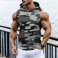 thumbnail image 2 of Men's Camo Workout Hooded Tank Tops Sleeveless Gym Training Hoodies Bodybuilding Muscle Cut Off T Shirt, 2 of 9