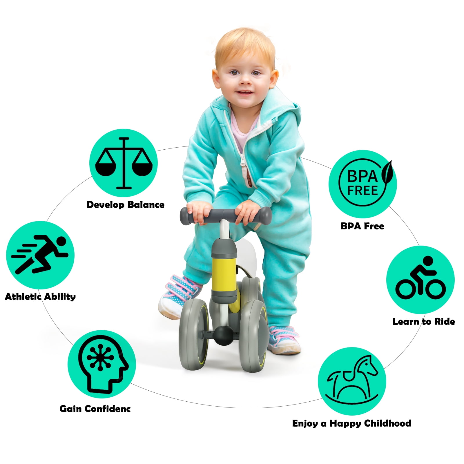 Balance Bike for 12-24 Months Toddler Toy Bike, Yellow