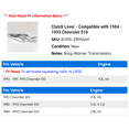 thumbnail image 2 of Clutch Lever - Compatible with 1984 - 1993 Chevy S10 1985 1986 1987 1988 1989 1990 1991 1992, 2 of 2