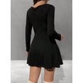 thumbnail image 6 of Women'S Long Sleeve Square Neck Hem Bodycon Mini Party Club Cocktai Dress, 6 of 7