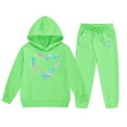 thumbnail image 4 of GUNIA Girls 2 Piece Outfits Hoodie Sweatsuit Sets Child Toddler Boys Long Sleeve Solid Warm Pullover Tops Pants Kids Tracksuit Sweatshirt And Sweatpants Joggers Set Light Green 2-3 Years, 4 of 4