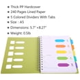 thumbnail image 3 of Cuaderno de 5 temas, cuadernos A5 y diarios en espiral, con rayas anchas, bloc de notas profesional de laboratorio, separadores de colores con pestañas, 5,7 x 8,27 pulgadas, planificador de notas de t Namotu CZBG-HY29-2, 3 of 7