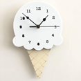 thumbnail image 1 of Reloj de pared con forma de helado afilado para colgar en la pared, silencioso, de dibujos animados, para niños, 1 of 3