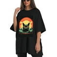 thumbnail image 4 of Plus Size Shirt for Women Black Tops for Women Short Sleeves Shirt for Women Retro Black Cat T Shirt Crewneck Shirt for Women XL, 4 of 5