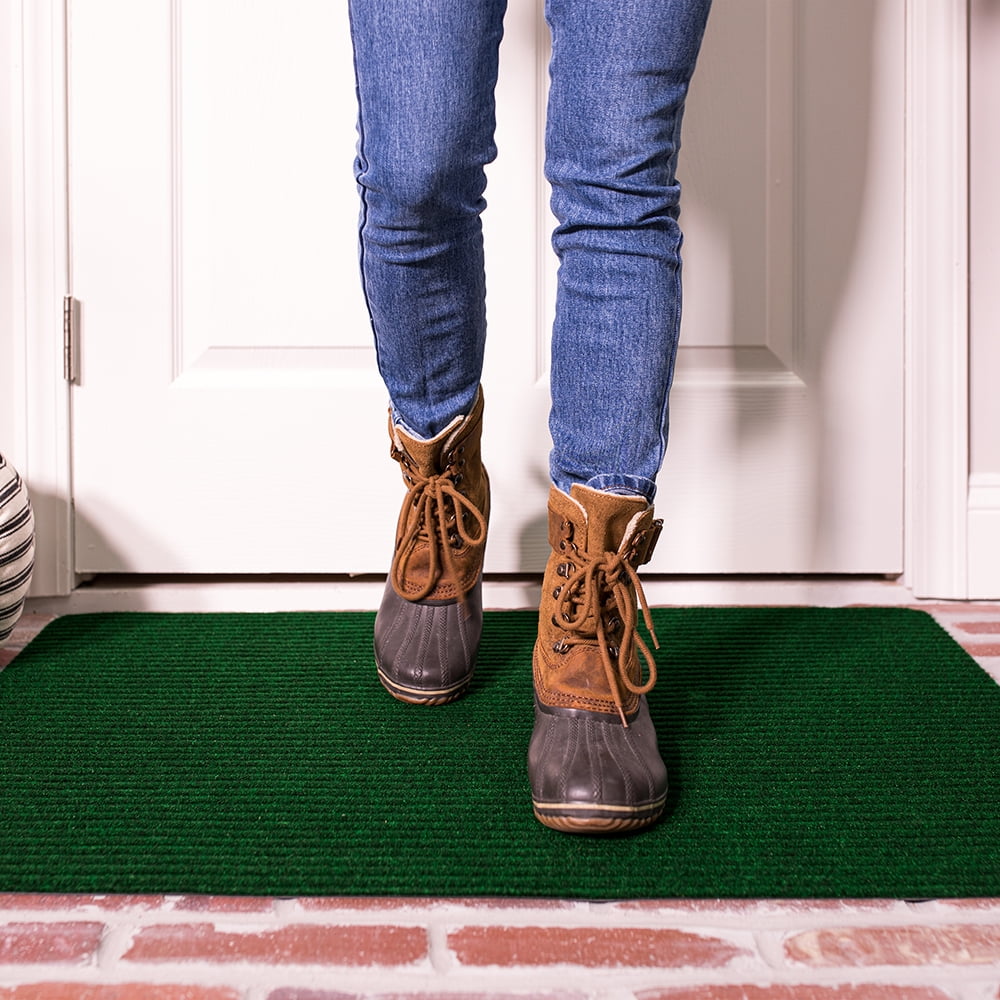 Mohawk Home All Purpose Low Pile Non-Slip Indoor/Outdoor Stain/Fade Resistant Ribbed Mat, Green, 2' x 3'