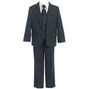 Sweet Kids Big Boys Charcoal Button Jacket Vest Shirt Tie Pant Suit 8-20 Husky
