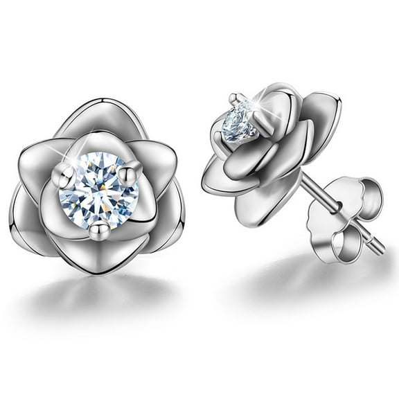 OUSITAI Sterling Silver Rose Flower Earring Studs Hypoallergenic & Nickel Free Earrings for Women