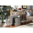 thumbnail image 5 of Celia Transitional Rustic French Country Wood and Mirror 2-Drawer Quatrefoil Console Table, 5 of 5