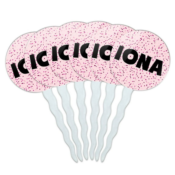 Iona Cupcake Picks Toppers - Set of 6 - Pink Speckles