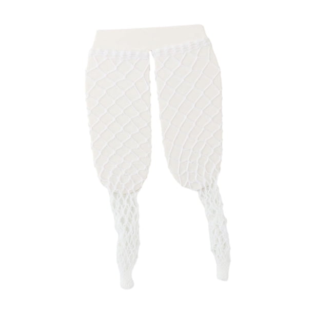 Medias de red de tubo largo a escala 1/6 para muñeca femenina, sin costuras, elegantes y casuales. blanco