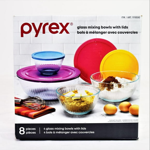 Pyrex Glass Mixing Bowls with Lids (8 pcs)