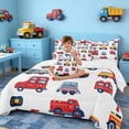 thumbnail image 5 of Erosebridal Fire Truck Rescue Vehicle Twin Bedding Sets for Boys and Girls, Red Yellow White Cartoon Bedding Comforter Set, Reversible, 7-Piece, 5 of 6