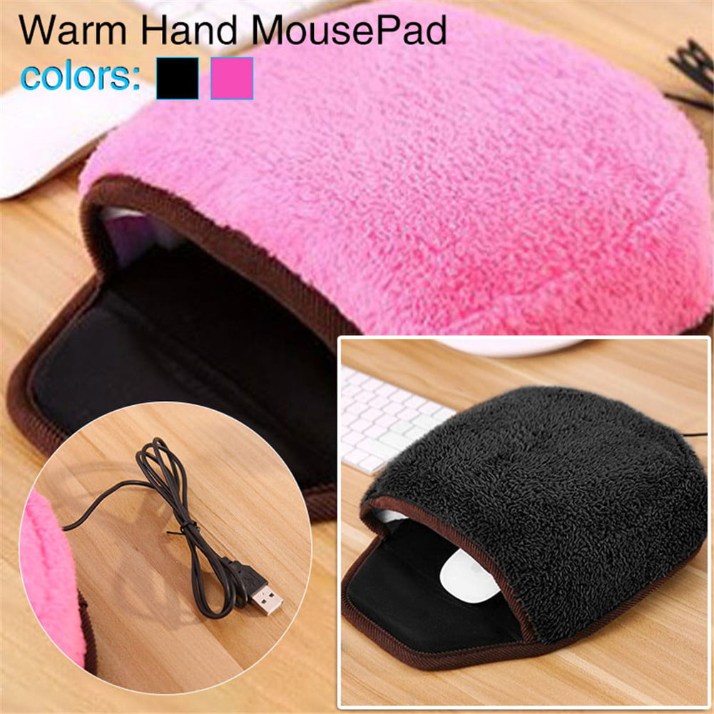 Chezaa USB Heated Mouse Pad Mat Hand Warmer Plush with Wristguard Adjustment Cute for Office Home Computer Laptop Work Gaming Large Size 