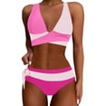 thumbnail image 1 of Women Bikini- Women High Waisted Bikini Sets Swimsuits Color Block Two Piece Drawstring Bathing Suit, Plus Size Bikini For Women, 1 of 6