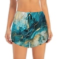thumbnail image 2 of Balery Abstract Ocean Currents Pattern Women's Running Shorts with Liner 2 Pockets Elastic Workout Athletic Gym Yoga Shorts-Large, 2 of 7