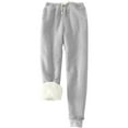 thumbnail image 2 of Womens Sweatpants Winter Warm Sherpa Fleece Lined Pants Casual Loose Drawstring Thermal Joggers with Pockets Gray L, 2 of 3