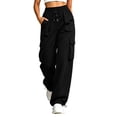 thumbnail image 3 of Mineart Women Solid Cargo Pants Casual Quick Dry Trousers with Elastic Drawstring Waist and Drawstring Hem Multi Pockets Button Trim for Outdoor Hiking, 3 of 9