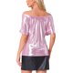 thumbnail image 3 of Tops metálicos INSPIRE CHIC para mujeres con hombros al descubierto, manga corta, sueltos, blusa brillante para fiestas, 3 of 6