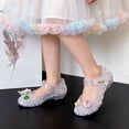 thumbnail image 2 of Gyujnb Girls Glitter Jelly Sandals Low Heel Adjustable Strap Water Friendly for Parties & Summer,7.5-8 Years, 2 of 6
