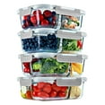 8 Pcs Glass Food Storage Containers with Lids, 2 & 3 Compartment Glass