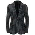 thumbnail image 2 of hlysgo Mens Blazer Formal Striped One Button Notch Lapel Sport Jacket Business Casual Blazer Jacket for Men Slim Fit Dress Coat for Wedding Black L, 2 of 3