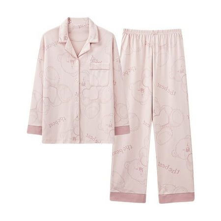 

Homgro Women s 2 Piece Pajama Set Cute Pjs Button Down Notch Collar Long Sleeve Loose Fit Cotton Lounge Set Patterned1 Small